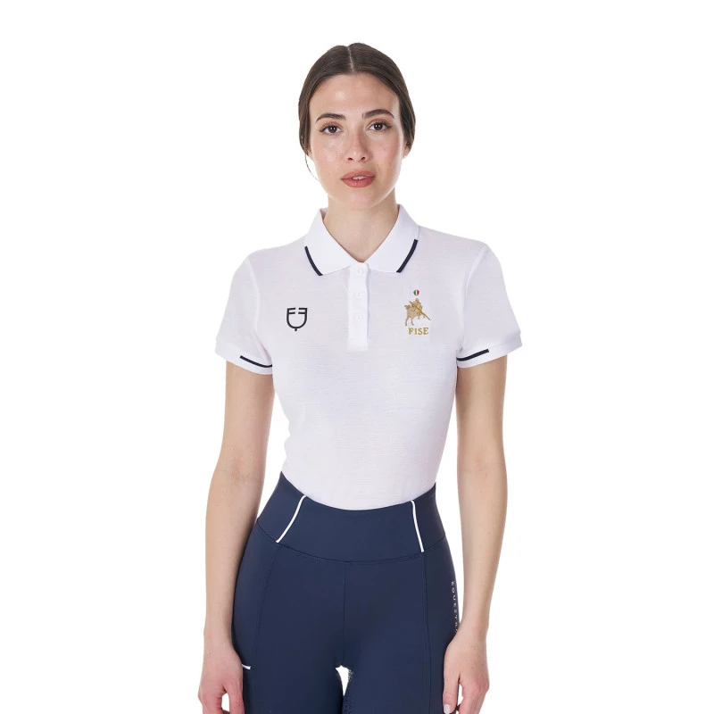 Women's three-button training polo shirt Equestro X FISE