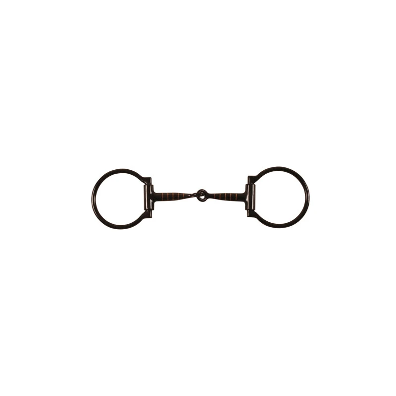 Jointed D-snaffle bit in black iron