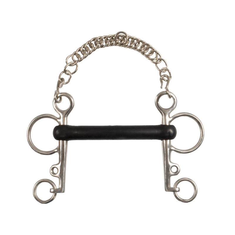 HARD RUBBER PELHAM BIT WITH SHORT CHEEKS