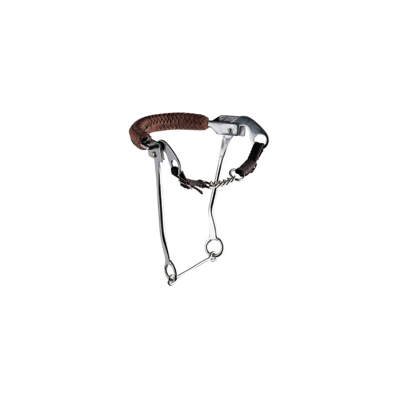 Hackamore inox hastes longas com nasalina de couro trançado