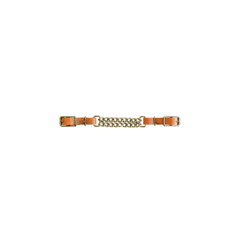 Leather Curb Double Chain