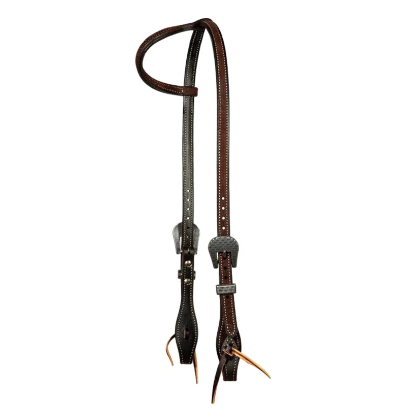 TESTIERA IN CUOIO GRASSO DA 5/8 CHOCOLATE ROUGHOUT ONE-EAR HEADSTALL