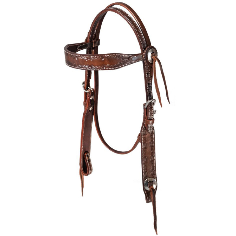 Pool'S Square Headstall With Barbwire Tooling