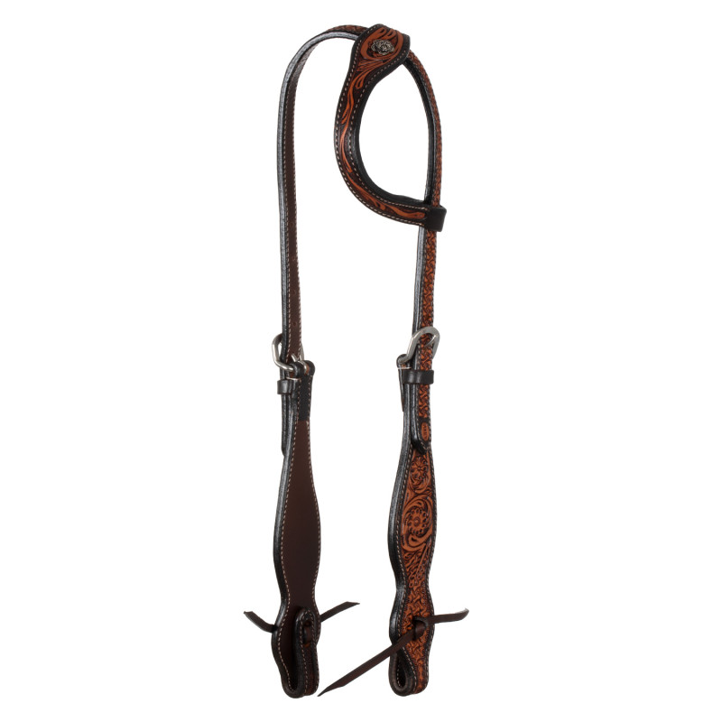 Western Headstall One Ear With Floral Decorations
