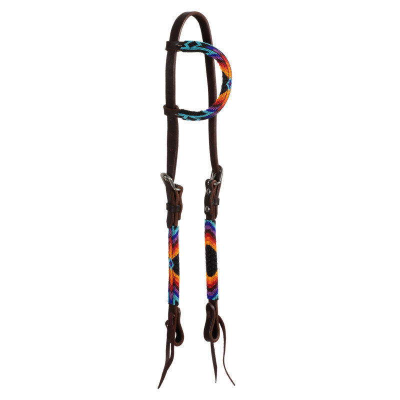 Western bridle with beads and Serape oiling, one-ear style