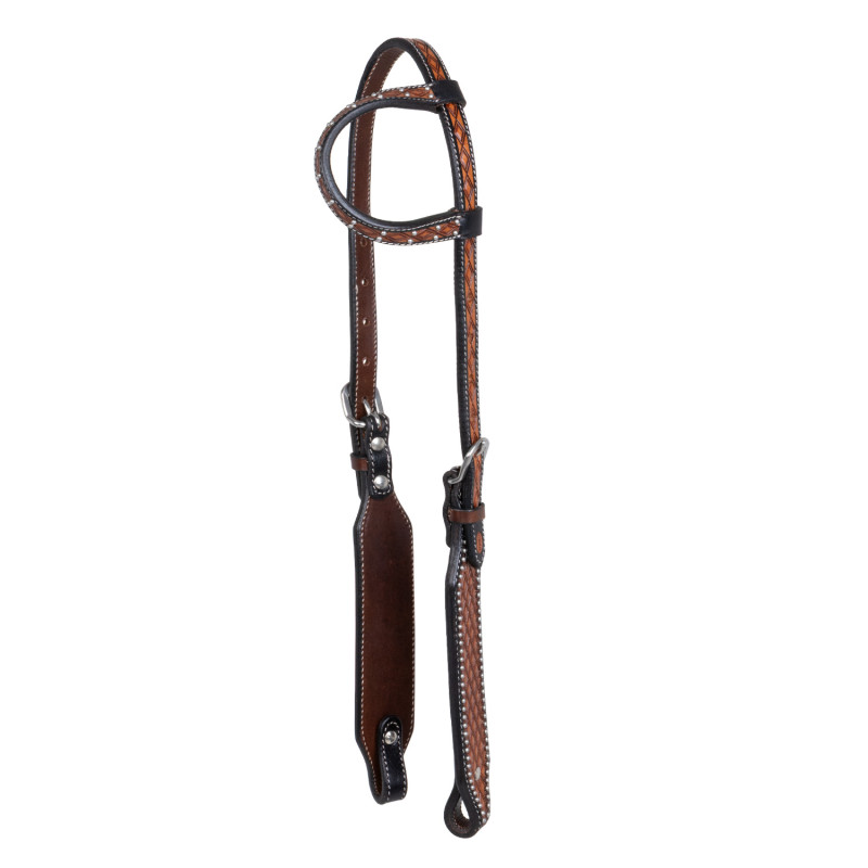 Western One-Ear Bridle With Premium Basket Weave Tooling