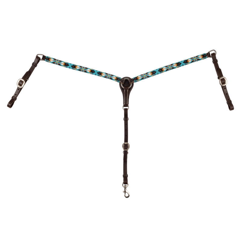 Western Breastplate In Oil With Navajo Sky Beads