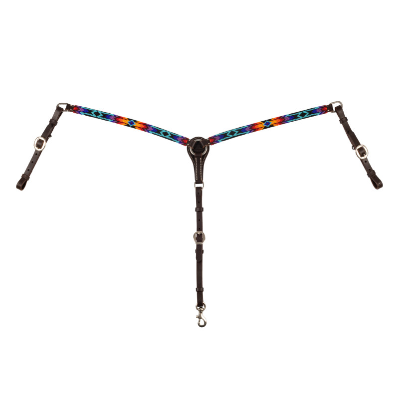 Oiled Western breast collar with serape beads