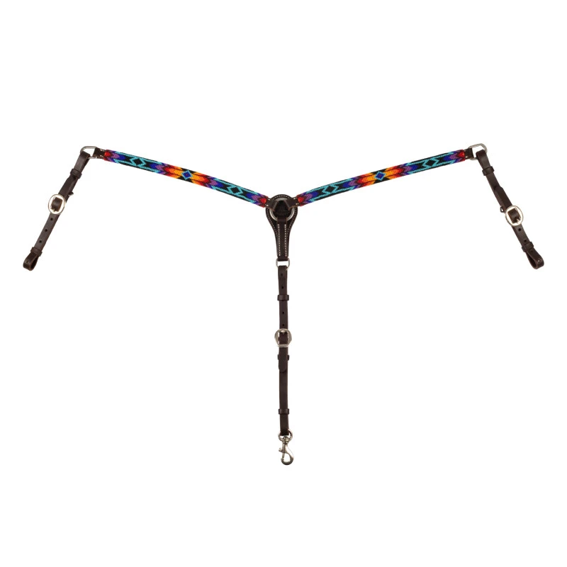 Peitoral em couro western com miçangas serape