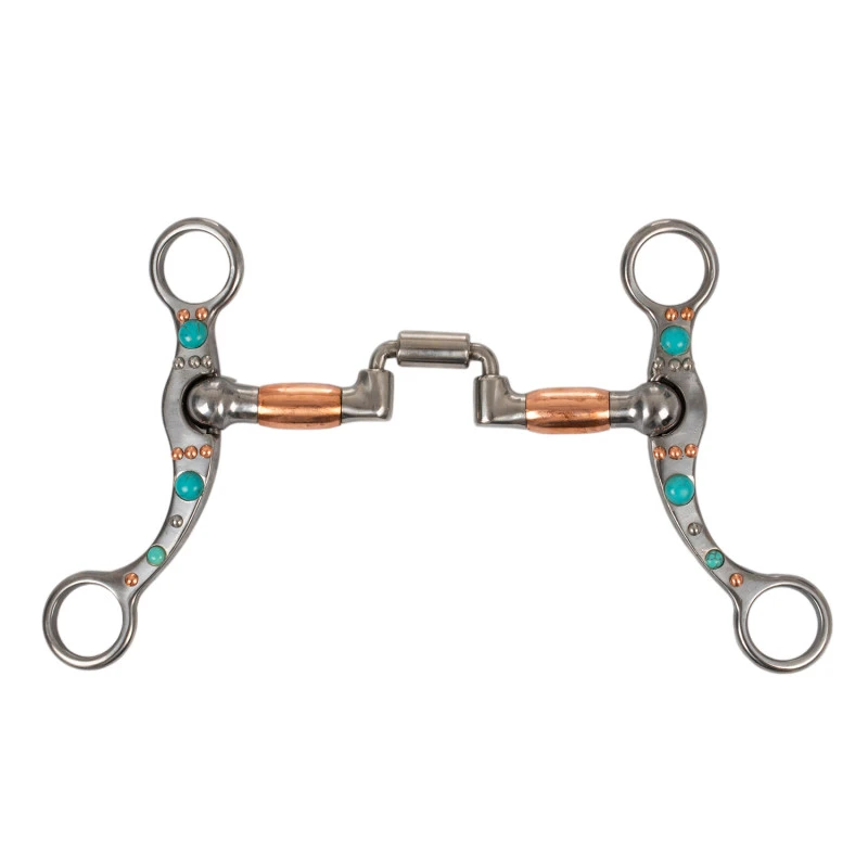 CORRECTIONAL BIT IN WROUGHT IRON WITH COPPER ROLLERS AND TURQUOISE BEADS