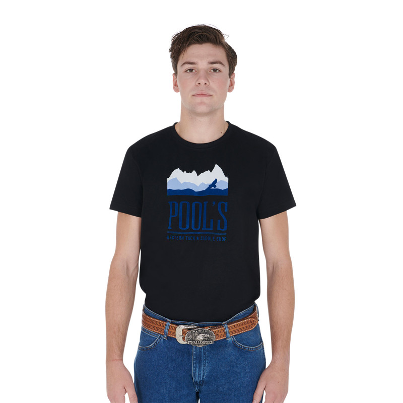 Herren Baumwoll-T-Shirt mit Berglandschaftsprint