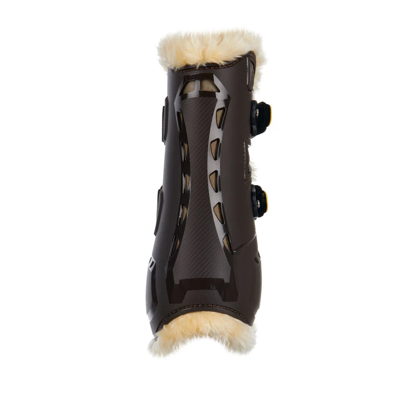Tendon boots in polyurethane with synthetic lambskin