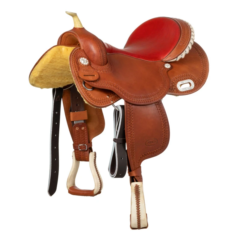 BARREL COLORED SEAT RAWHIDE 5020 POOL'S SADDLE RED SEAT