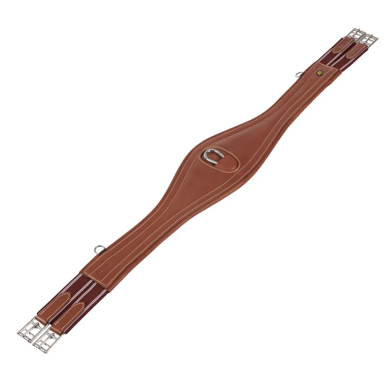 Leather jumping girth with elastic bands