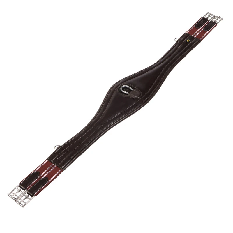 Leather jumping girth with elastic bands