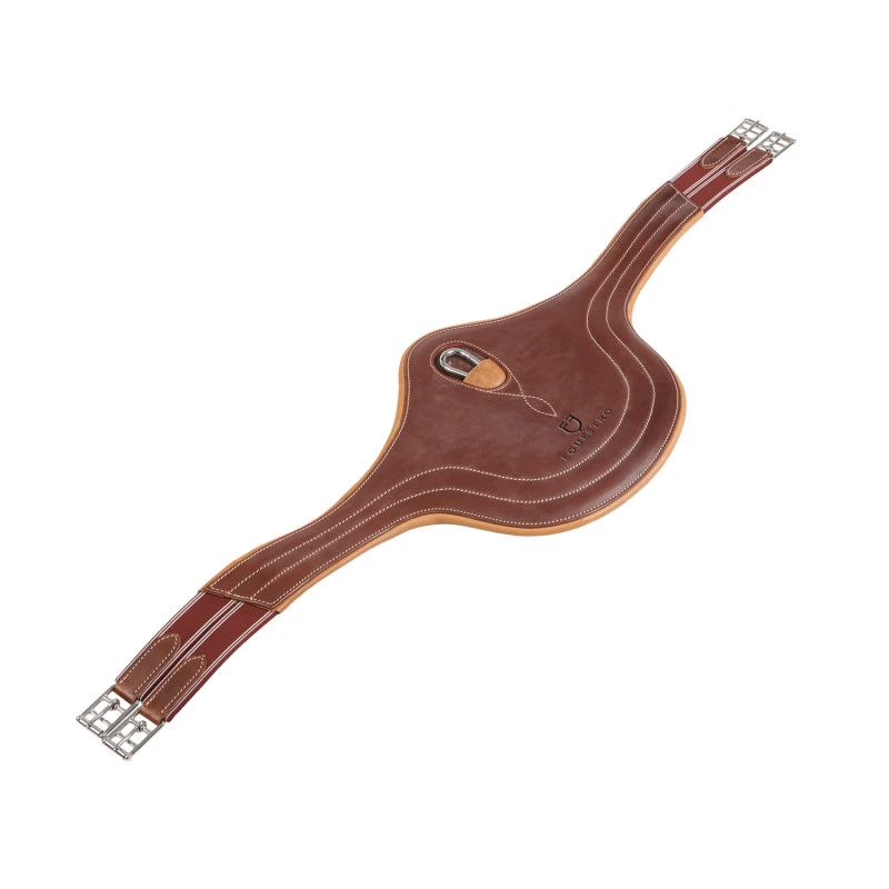 Jumping girth in leather with protectors