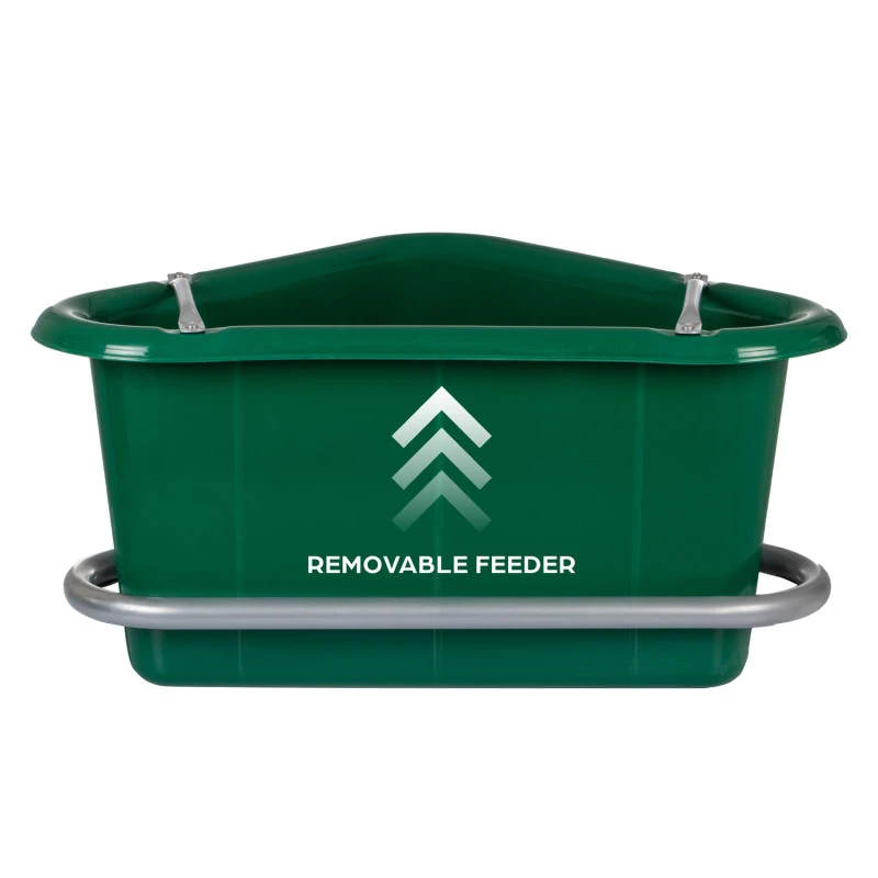 Manger with metal frame and handle