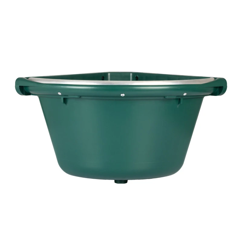 Corner feeder with metal edge and two wall brackets. 16-liter capacity.